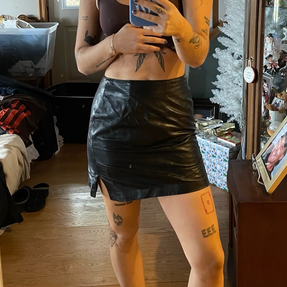Danier Black Mini Leather Skirt
